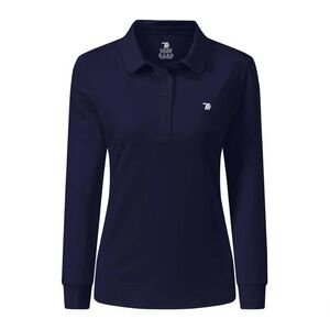 Women's Long Sleeve Golf Polo Shirts size small Casual Workout Top Shirts Navy